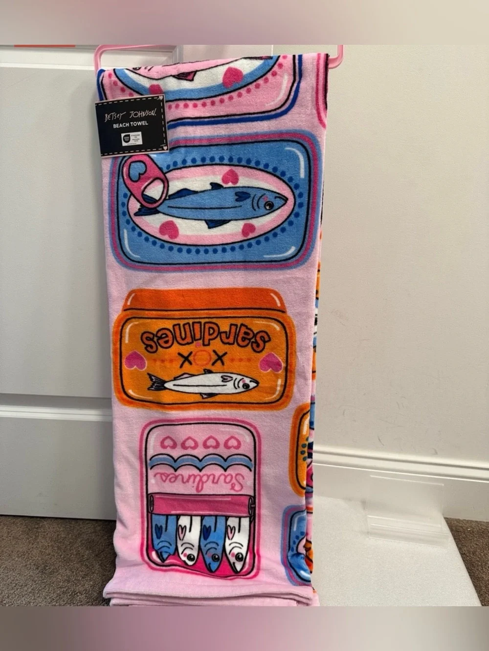 Betsey Johnson sardines fish beach towel 36